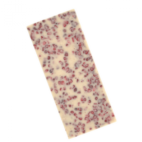 Produktbild vegane weiße Schokoladenalternative mit Himbeeren EH Chocoladen